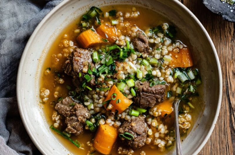 Low FODMAP Beef and Barley Soup Recipe