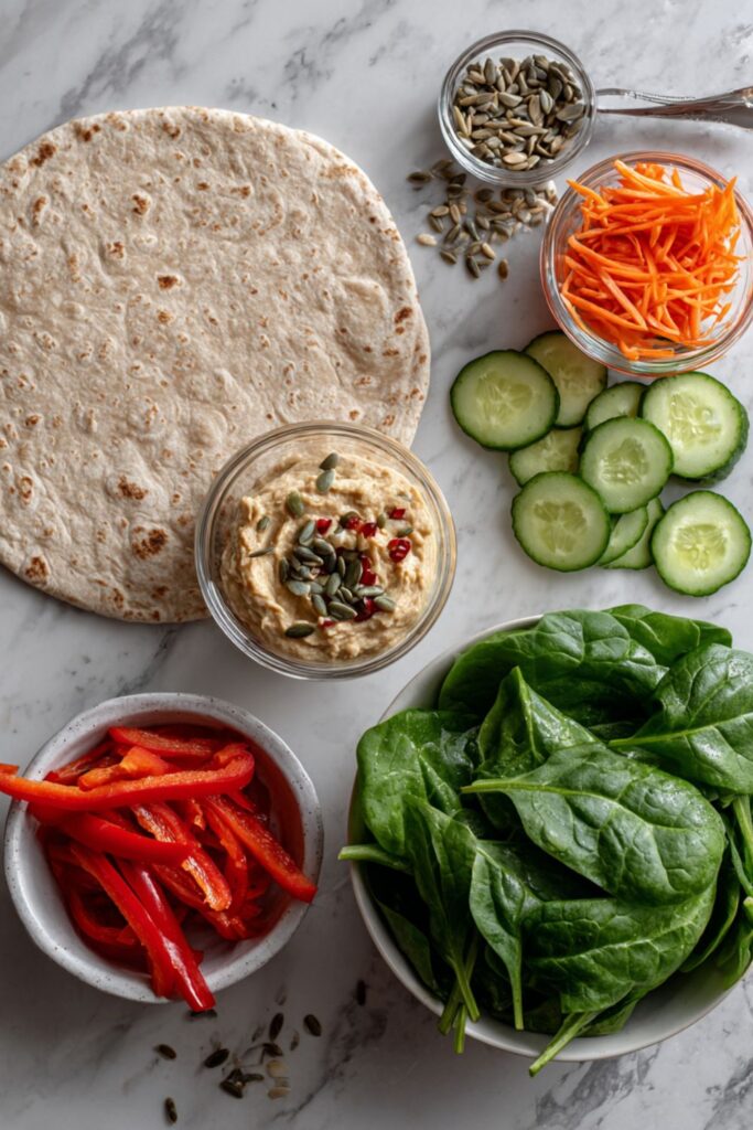 Low Sodium Veggie Hummus Wrap Recipe